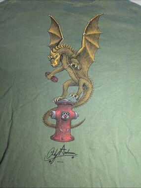 Powell Peralta Andy Anderson Hydrant Youth Soft Olive Green Crewneck Tee
